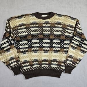 Vintage The Men's Store at Sears Sweater Size M Acrylic Brown Crew Neck Dad USA